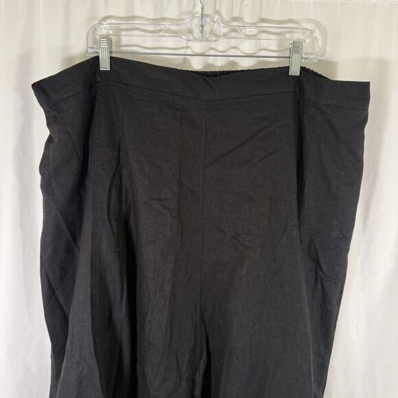 Woman Within Linen Blend Midi Skirt Women's 22 24 Black Pull On Pockets - Picture 2 of 11